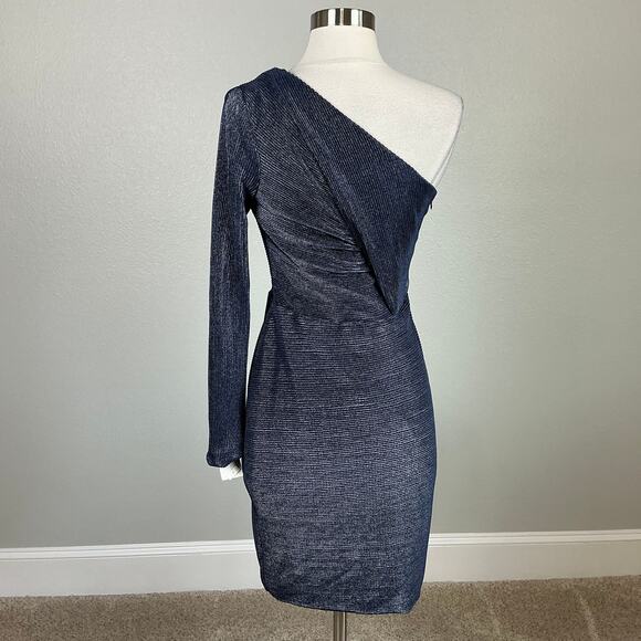 One Shoulder Cut Out Mini Sheath Cocktail Dress Blue Size 8 by AQUA - Picture 6 of 13